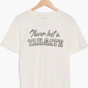 White Graphic Tee with Tailgate Print